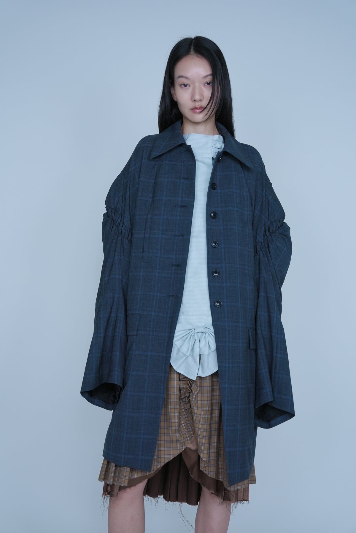 [SS27 Order] Double Puff Sleeve Coat / Navy / MSS27C03