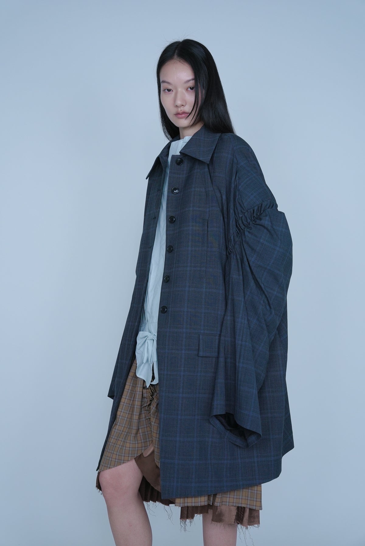 [SS27 Order] Double Puff Sleeve Coat / Navy / MSS27C03