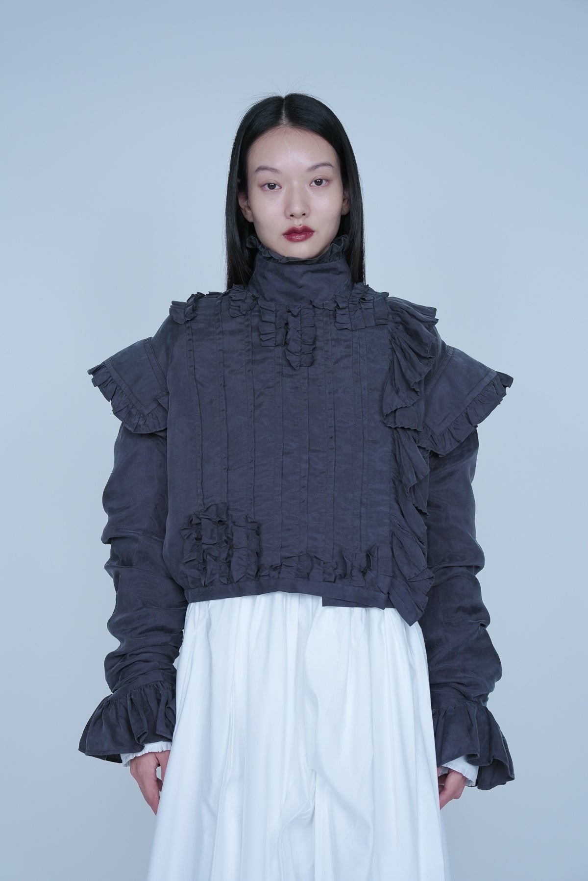 【SS27受注】Pleats Flare Coat / Dark Gray / MSS27C011