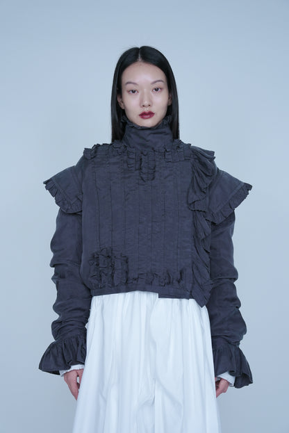【SS27受注】Pleats Flare Coat / Dark Gray / MSS27C011