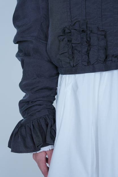 【SS27受注】Pleats Flare Coat / Dark Gray / MSS27C011