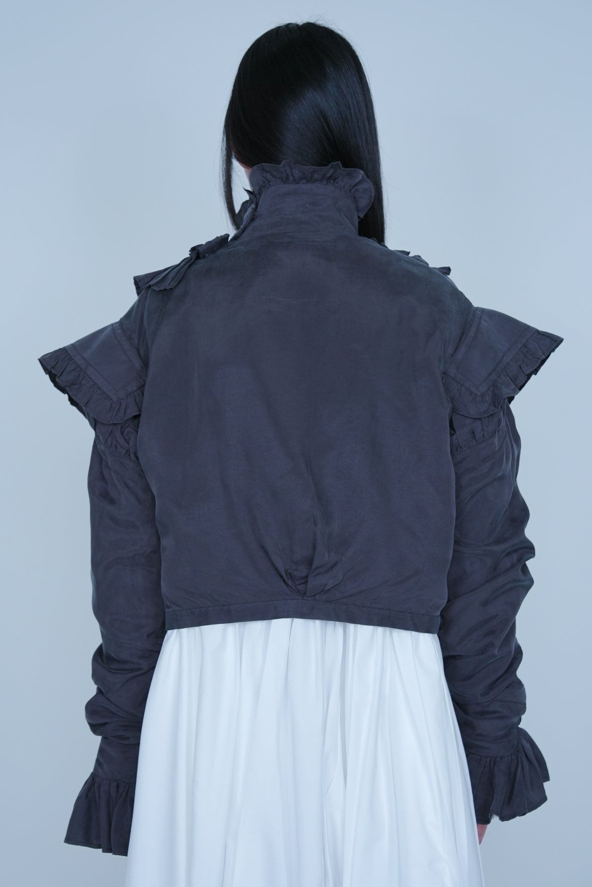 【SS27受注】Pleats Flare Coat / Dark Gray / MSS27C011