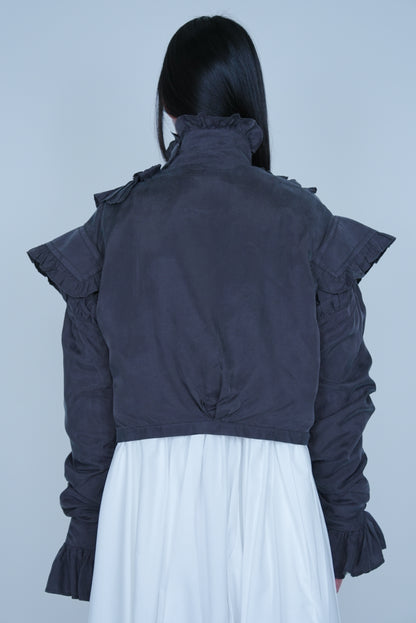 【SS27受注】Pleats Flare Coat / Dark Gray / MSS27C011
