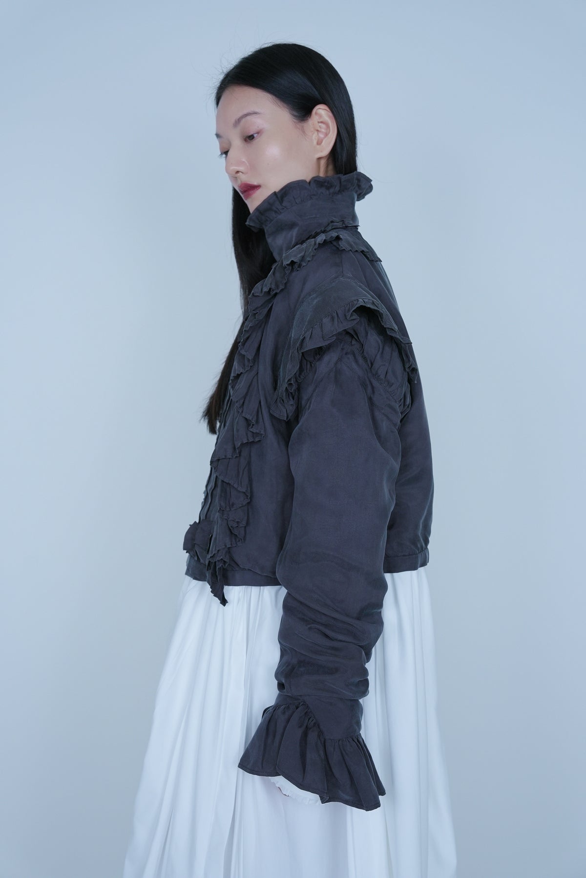 【SS27受注】Pleats Flare Coat / Dark Gray / MSS27C011