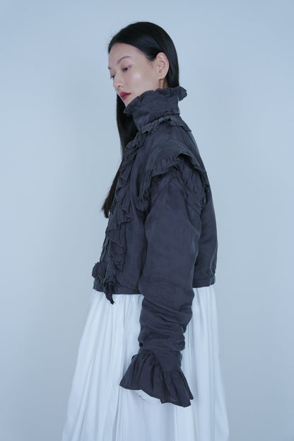 【SS27受注】Pleats Flare Coat / Dark Gray / MSS27C011