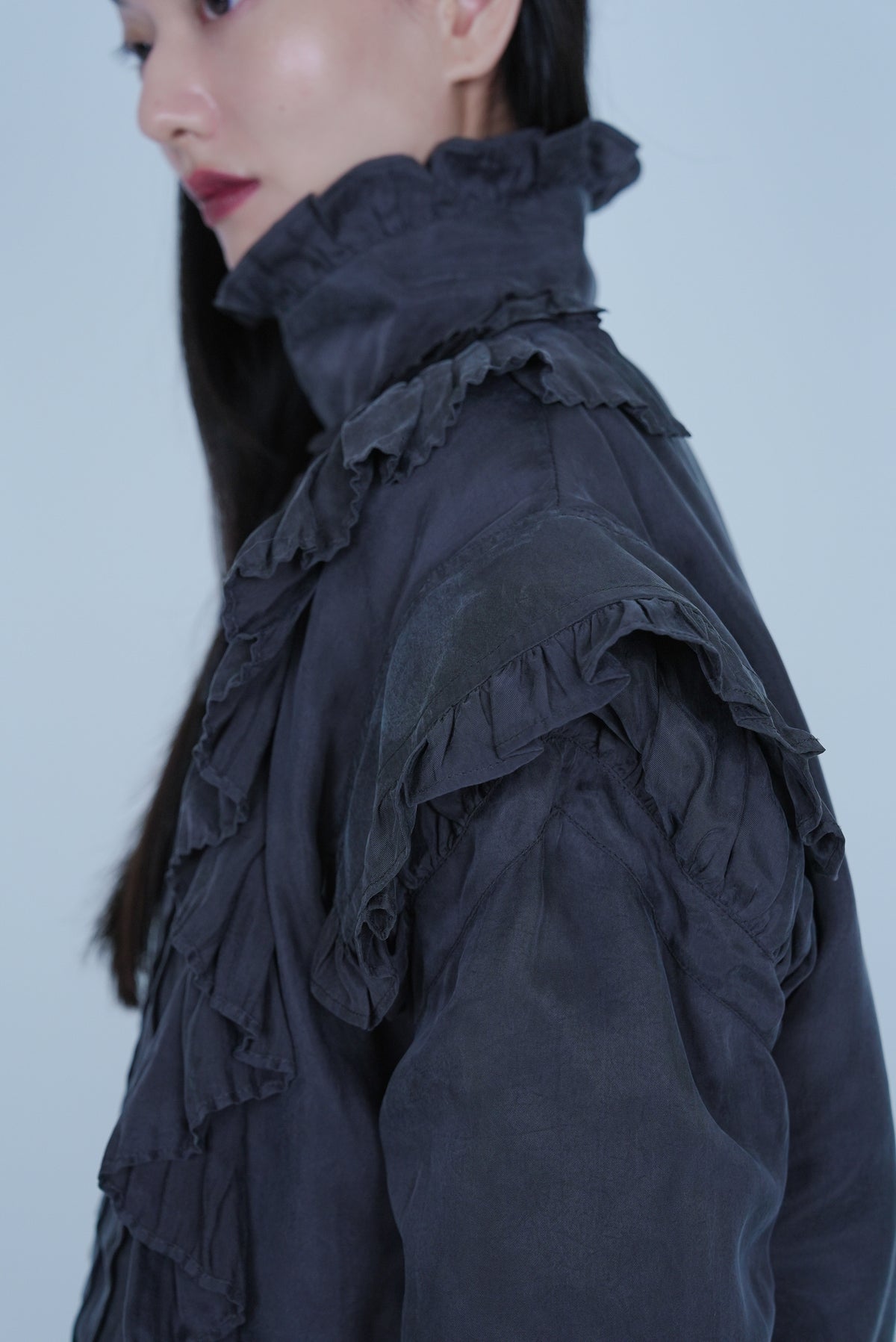 【SS27受注】Pleats Flare Coat / Dark Gray / MSS27C011