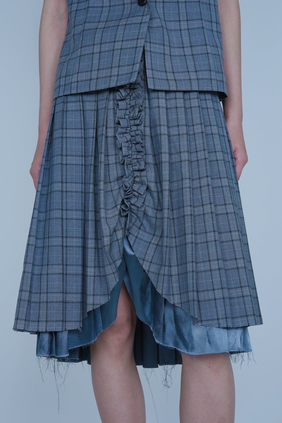【SS27受注】Curtain Schoolgirl Skirt Long / Gray / MSS27S011