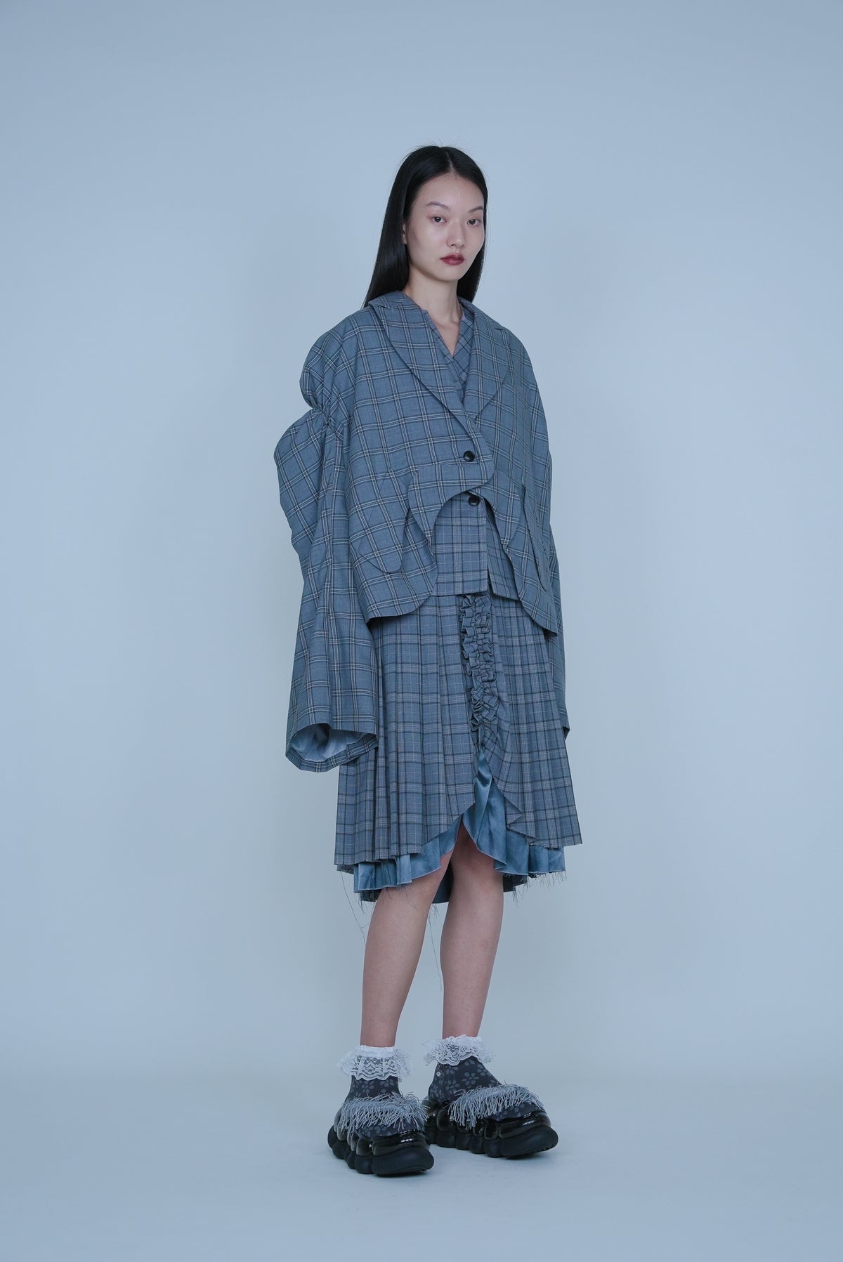 【SS27受注】Curtain Schoolgirl Skirt Long / Gray / MSS27S011