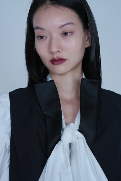 [SS27 Order] Shawl Collar Vest / Black / MSS27B071