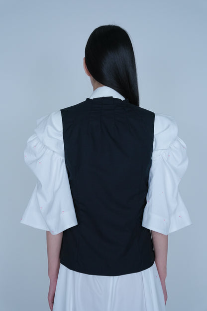 [SS27 Order] Shawl Collar Vest / Black / MSS27B071