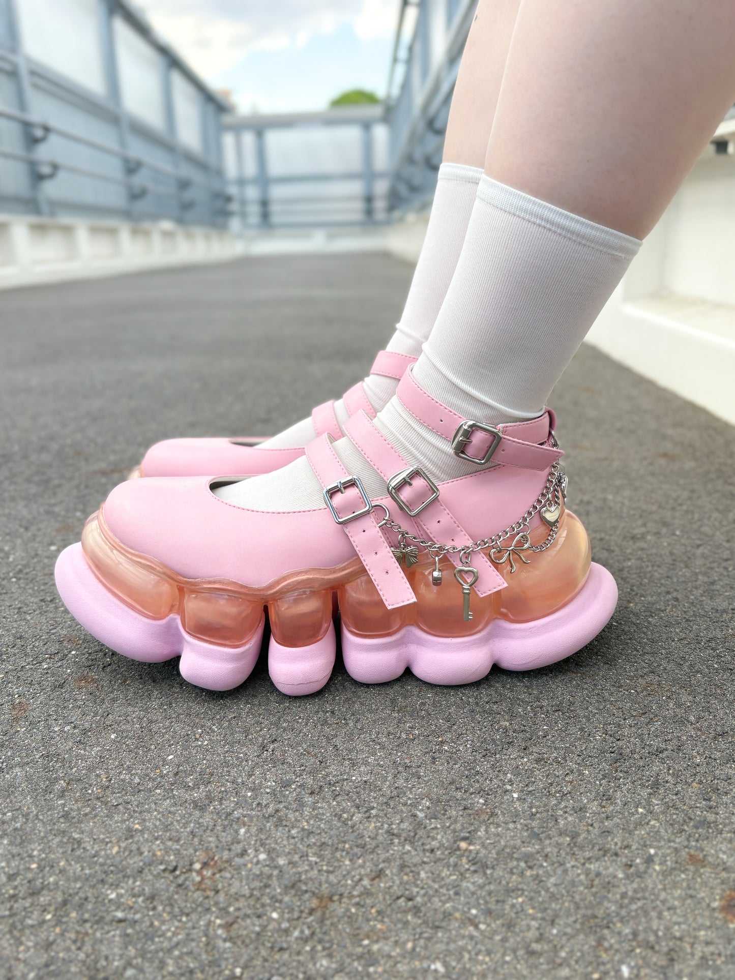 "Jewelry" Ark Three Straps Mary Jane Chain / Pink