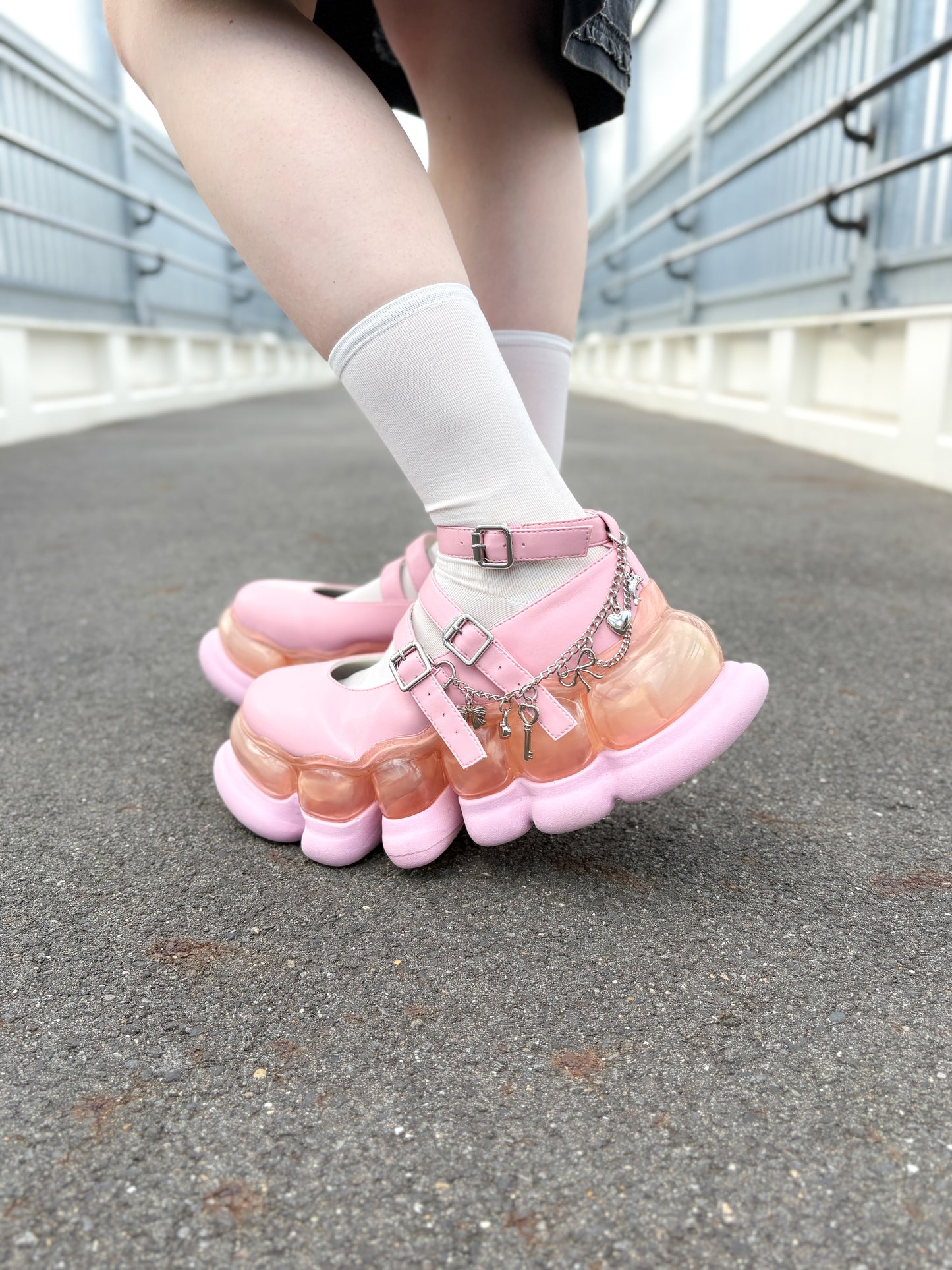 "Jewelry" Ark Three Straps Mary Jane Chain / Pink