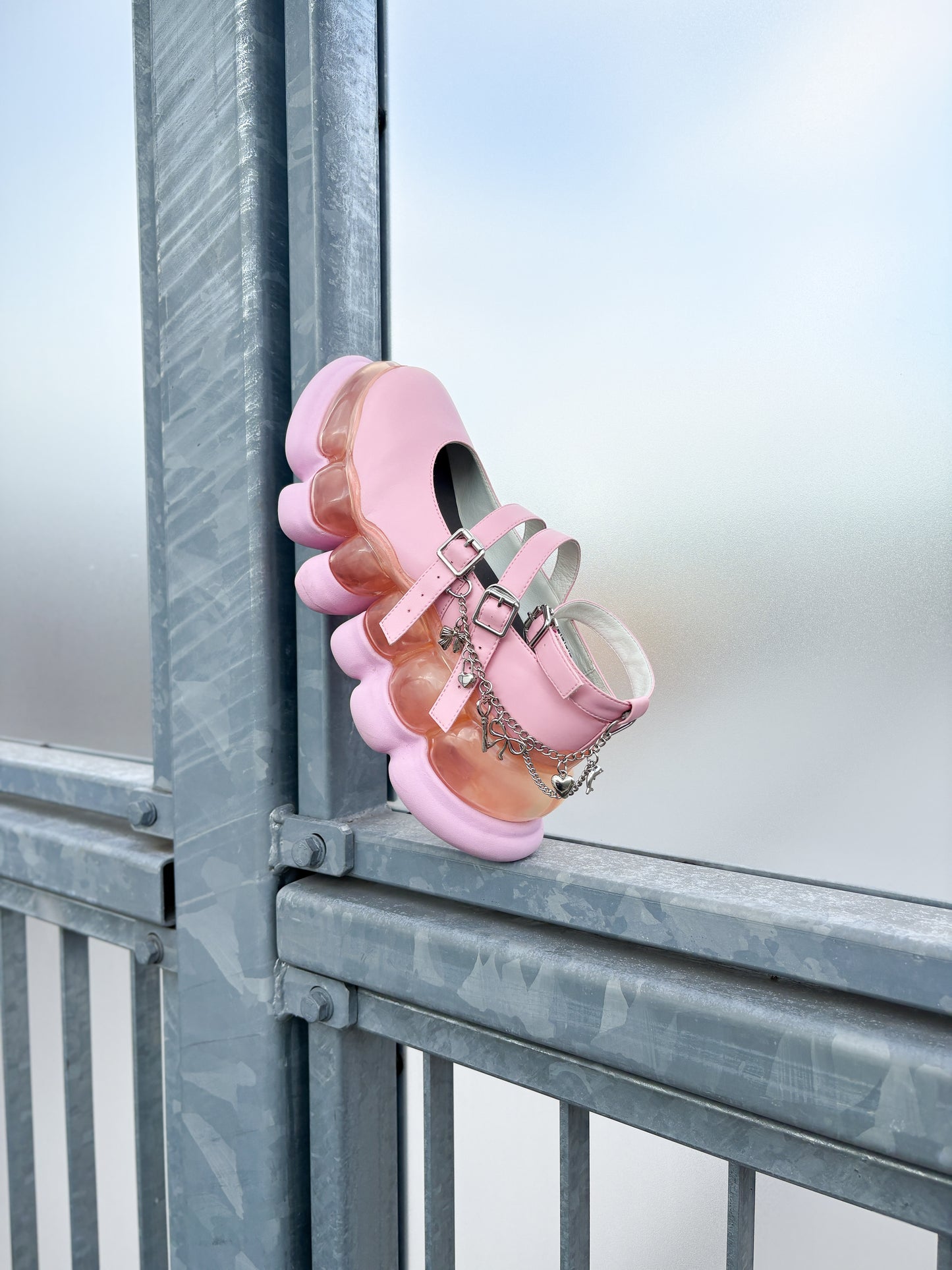 "Jewelry" Ark Three Straps Mary Jane Chain / Pink