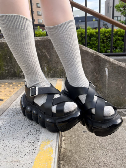 "Jewelry" Bubble Cross Sandal / Black