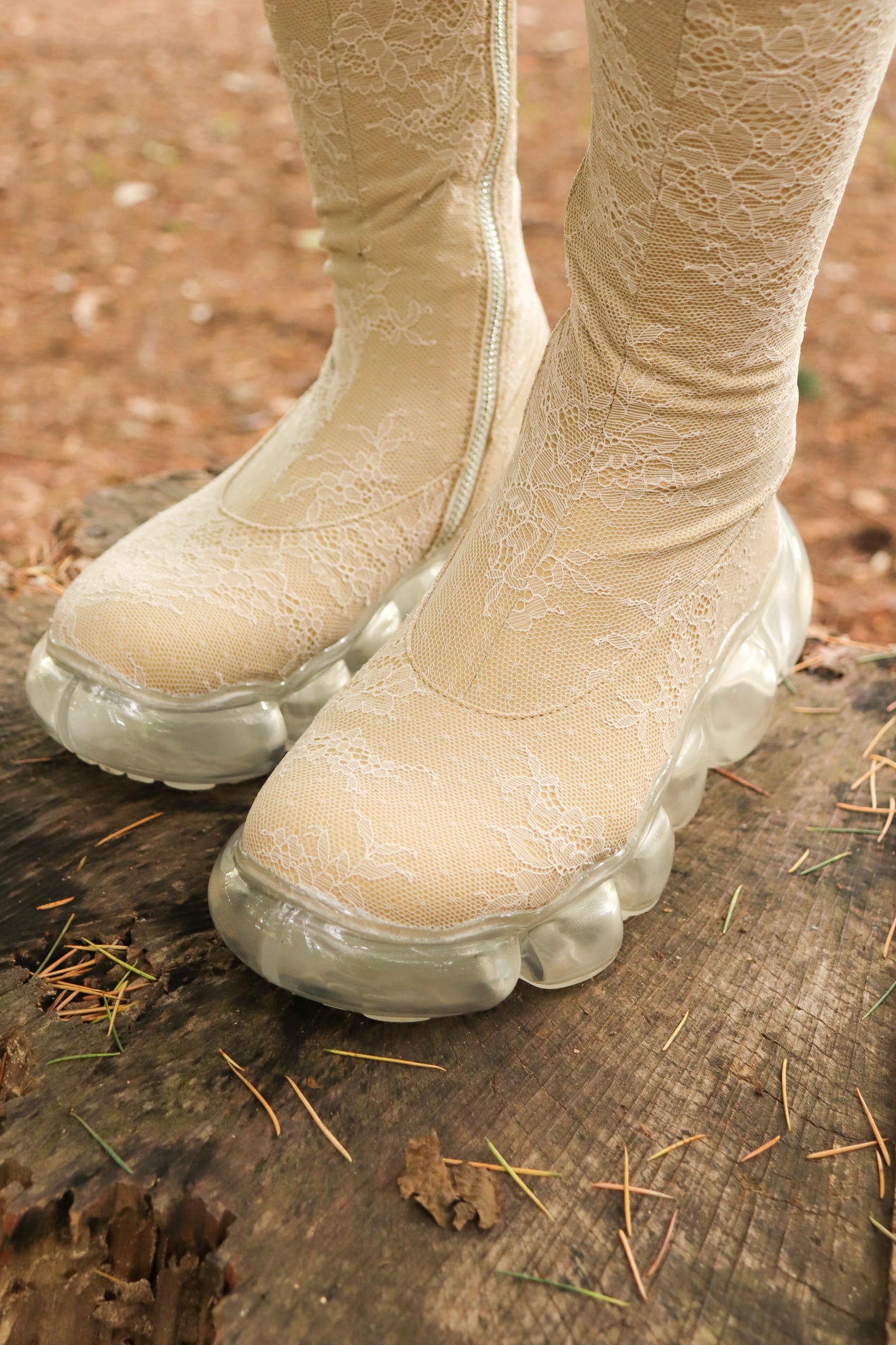 [PF25 Order] "Jewelry" Lace Tights Boots / Beige / MSPF25SH06