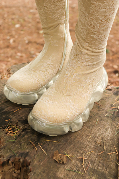 [PF25 Order] "Jewelry" Lace Tights Boots / Beige / MSPF25SH06