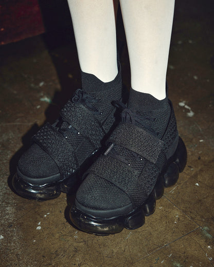 珠宝高跟鞋腰带交叉/黑色