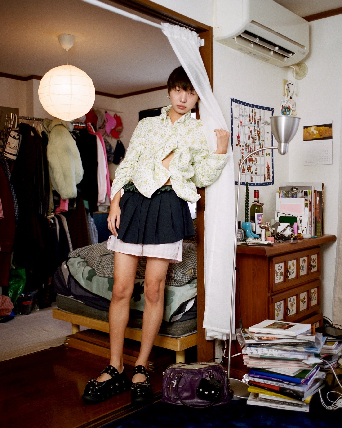 Confusing Flower Light Down Jacket / Light Green