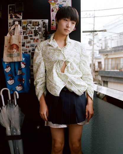 Confusing Flower Light Down Jacket / Light Green