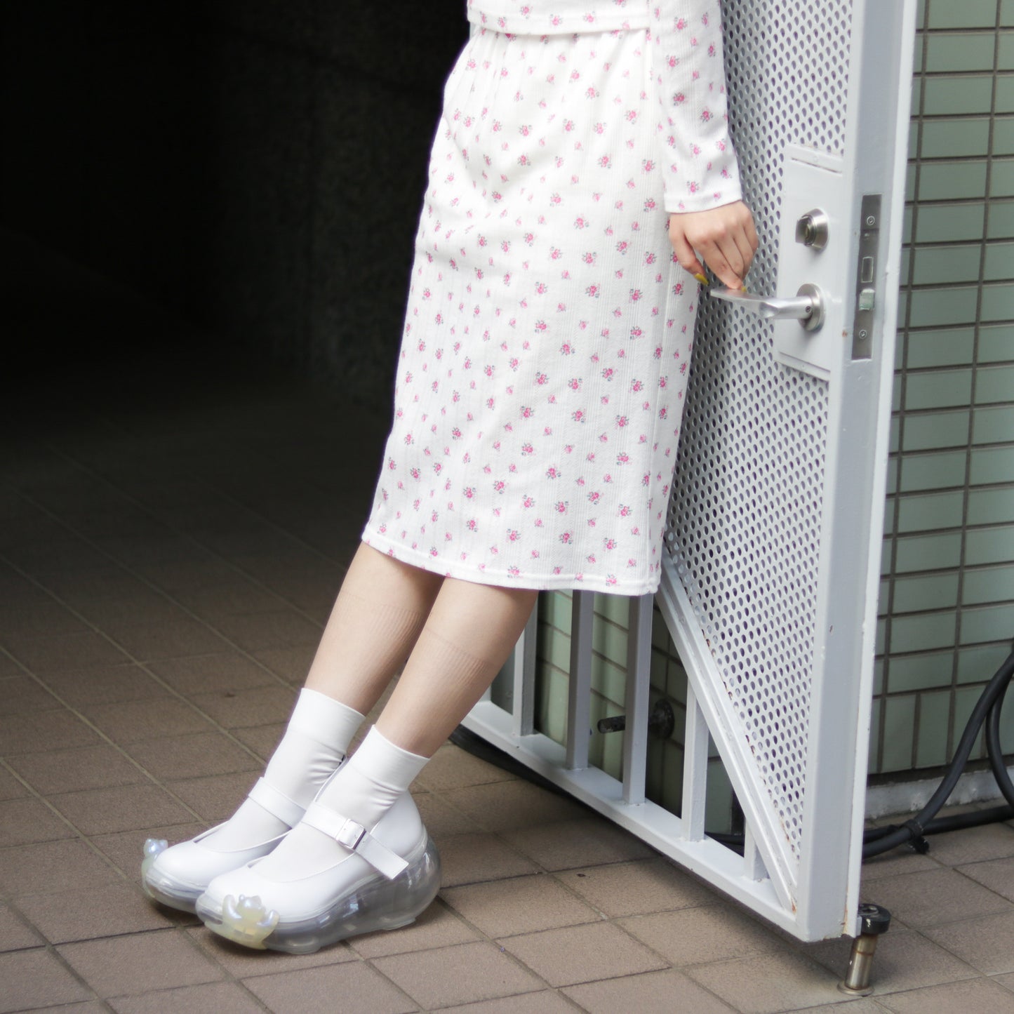 Peach Heart Long Skirt / Hot Pink