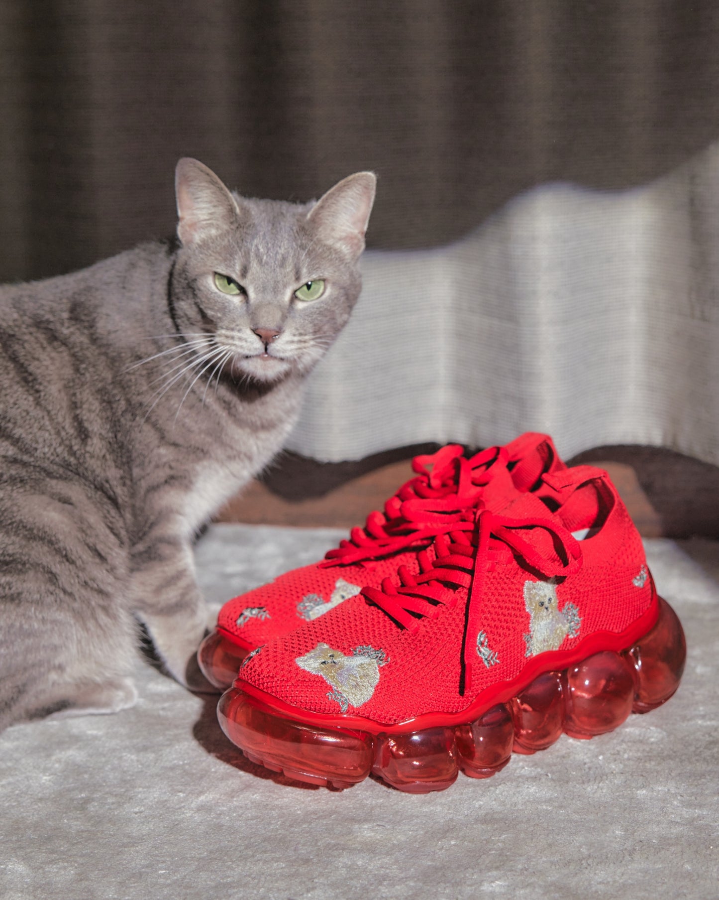 Jewelry Kitten Embroidery / Red