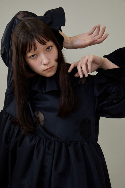 Frill Collar Embroidery OP / Black