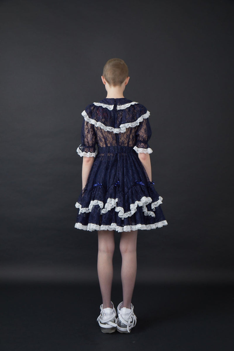 Lace Lolita Dress / Navy white