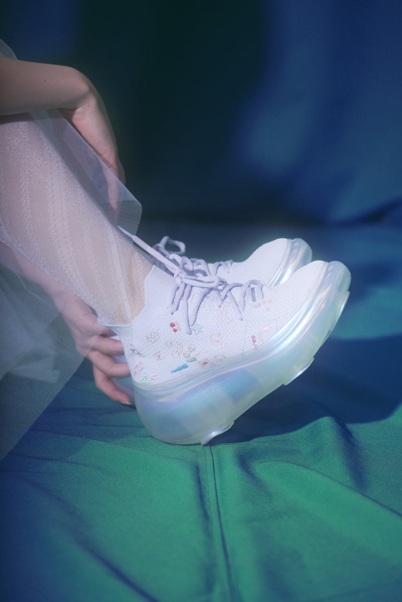 【Gifting】Hana Embroidery Shoes / Aurora Blue