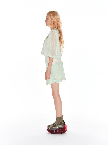 Peaches Mini Sheer Skirt / Mint Green