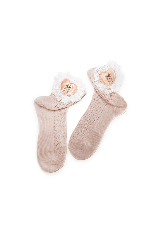 Crying Heart Socks / Pink Beige