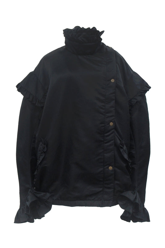 Puffer Frill Blouson / Black