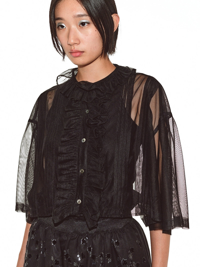 Sheer Frill Blouse / Black｜MIKIOSAKABE&JennyFax公式ストア