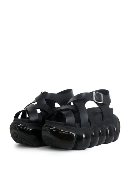 "Jewelry" Bubble Cross Sandal / Black