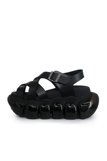 "Jewelry" Bubble Cross Sandal / Black