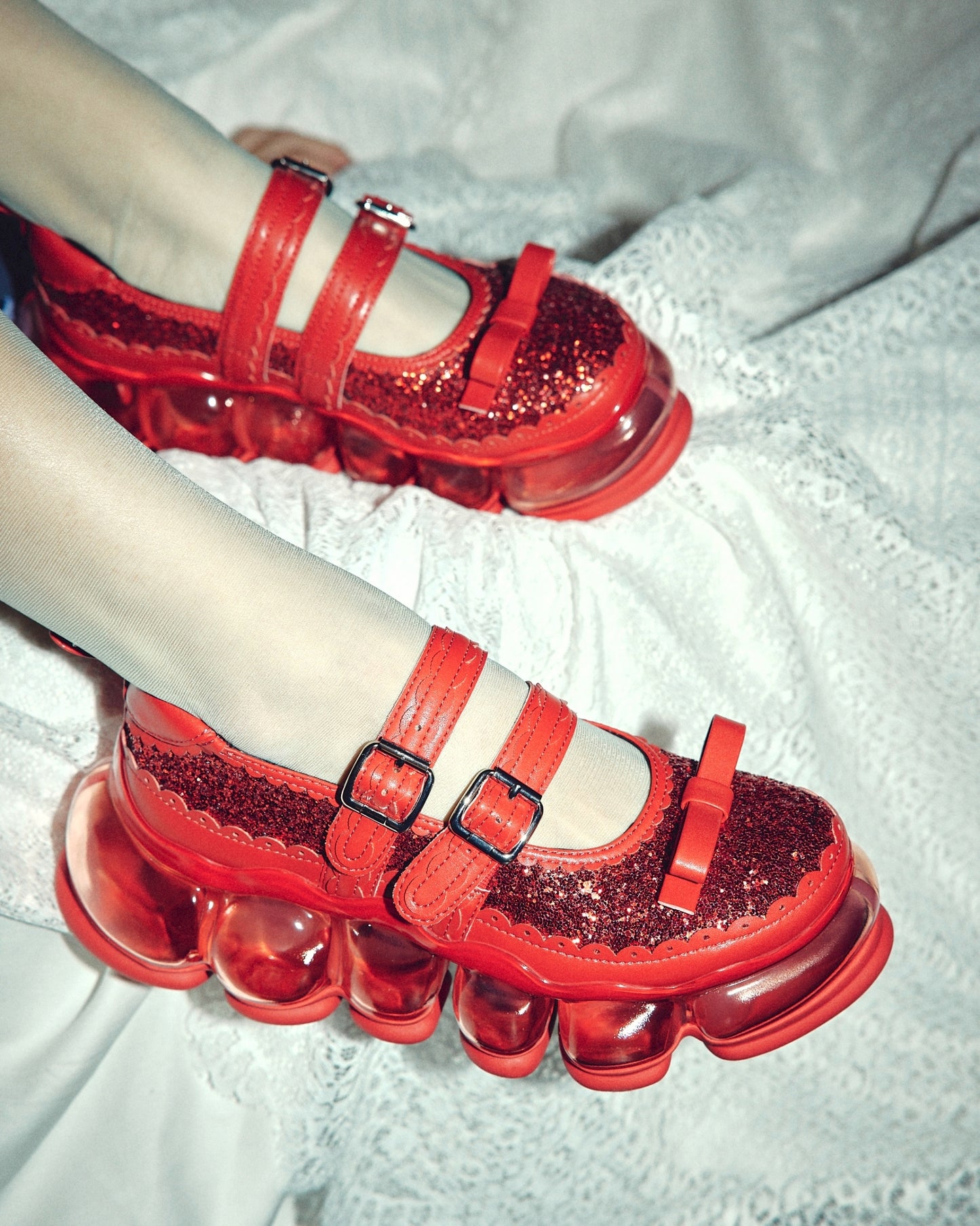 New Jewelry Mary Jane Sugar / Red Glitter