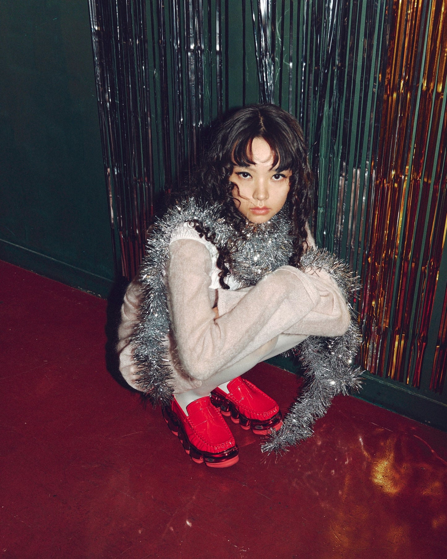 New Jewelry Chrome Loafer / Red