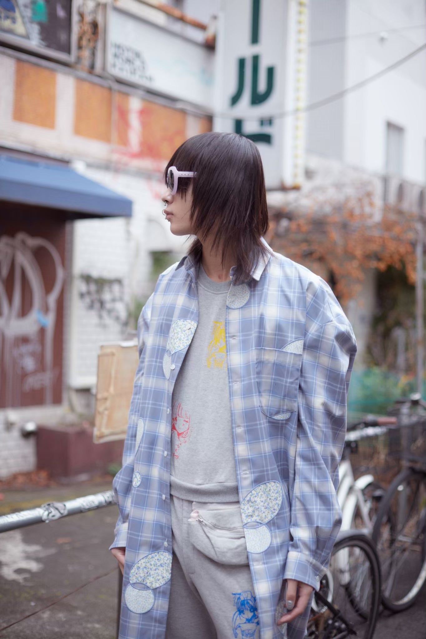 Round Shoulder Blouse / Blue