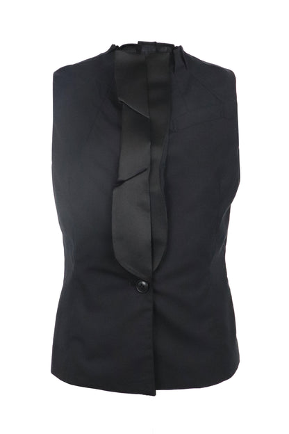 [SS27 Order] Shawl Collar Vest / Black / MSS27B071
