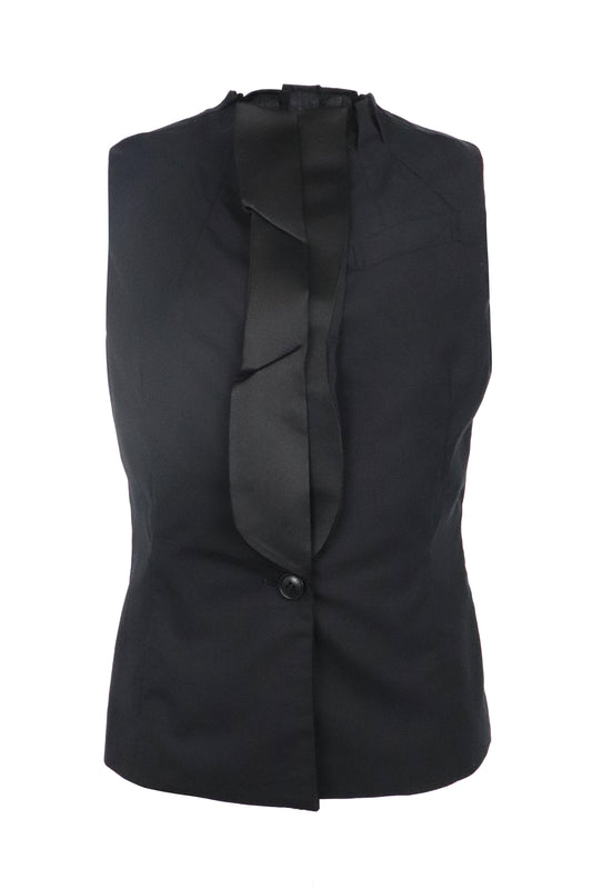 【SS27受注】Shawl Collar Vest / Black / MSS27B071