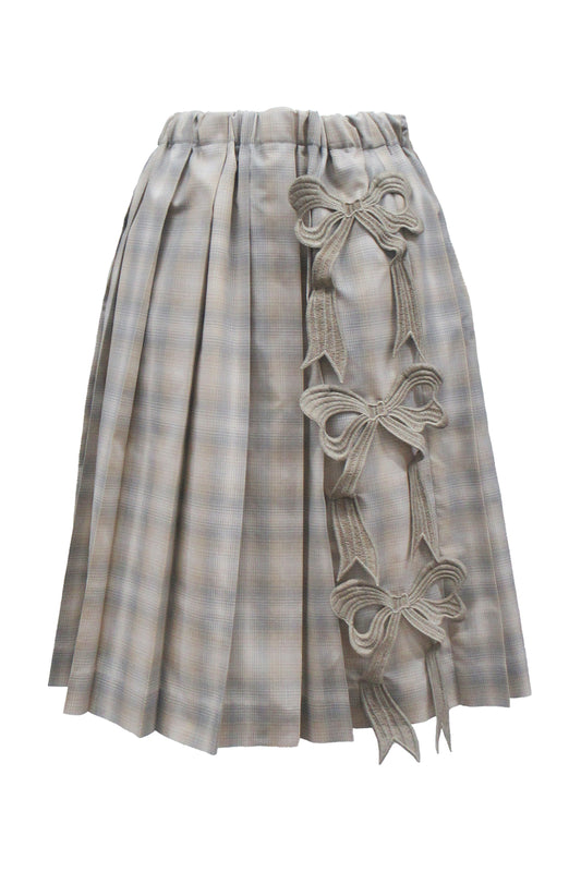 Embroidery Pleats Skirt / Beige