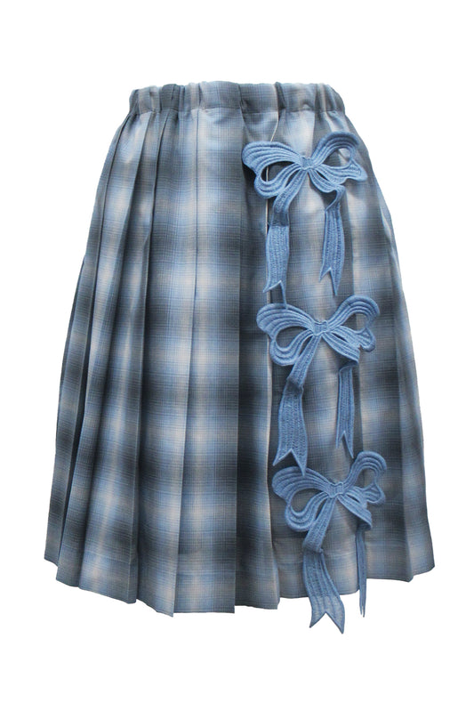 Embroidery Pleats Skirt / Blue