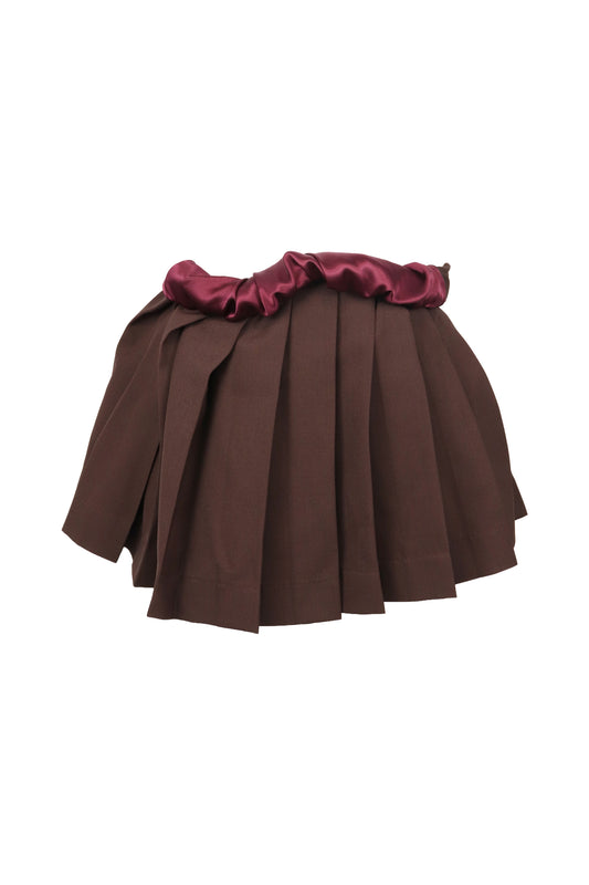 【SS26受注】Shrink Pleats Mini Skirt / Brown / MSS26S02