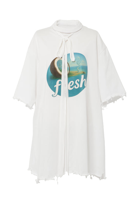 【SS26受注】Tie Neck T-Shirt / White / MSS26T011