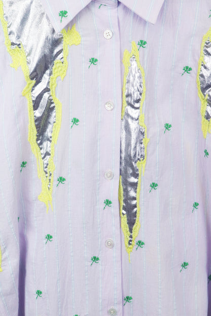 【SS27受注】Reversed Short Sleeve Sparkle Shirt / Purple / MSS27B013