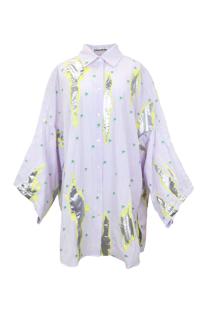 【SS27受注】Reversed Short Sleeve Sparkle Shirt / Purple / MSS27B013