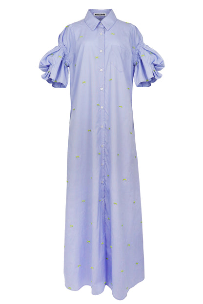 【SS27受注】Double Puff Sleeve Dress / Blue / MSS27D021