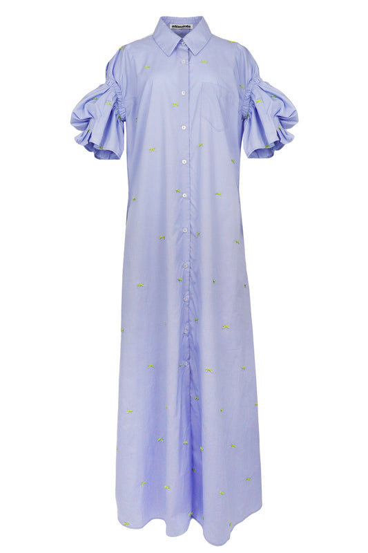 【SS27受注】Double Puff Sleeve Dress / Blue / MSS27D021