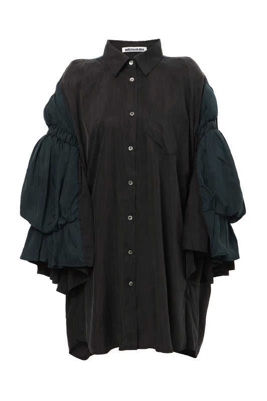 [SS27 Order] Double Puff Sleeve Shirt / Black / MSS27B021