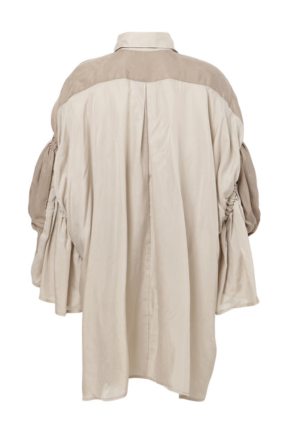 【SS27受注】Double Puff Sleeve Shirt / Beige / MSS27B021