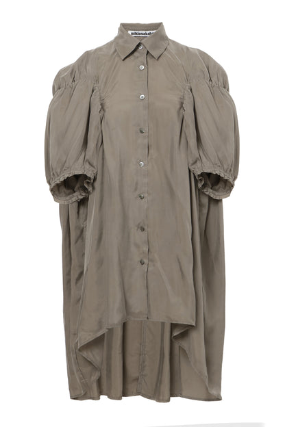 【SS27受注】Longline Puff Sleeve Shirt / Khaki / MSS27B051